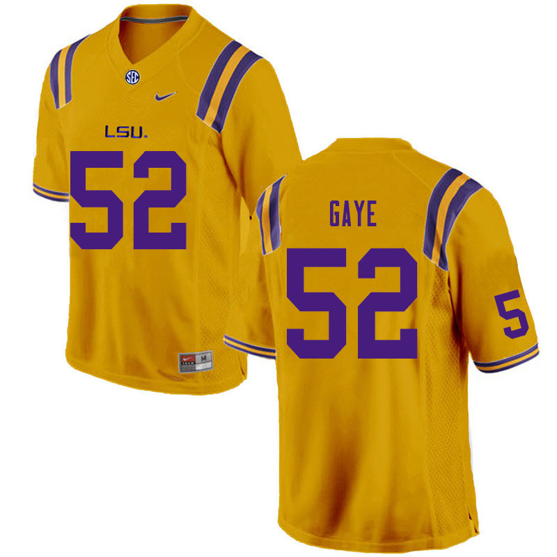 Men #52 Ali Gaye LSU Tigers College Football Jerseys Sale-Gold - Click Image to Close